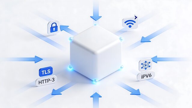 White distribution cubes are being distributed to security/small edge networks for TLS, HTTP/3, and IPv6 using symbol locking, speed, and network abstraction.