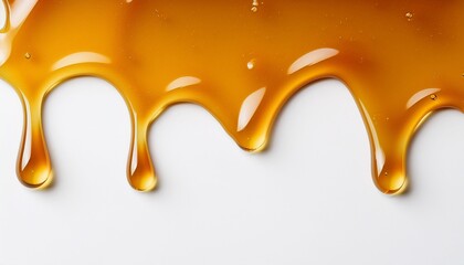 Fototapeta premium Dripping Honey Seamlessly Repeatable From The Top Over White With Copyspace