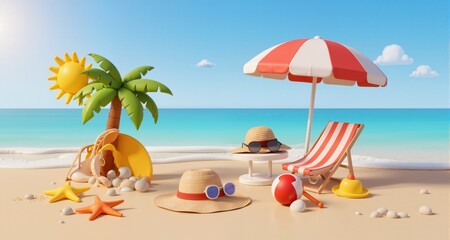 Fototapeta premium 3d summer element set 