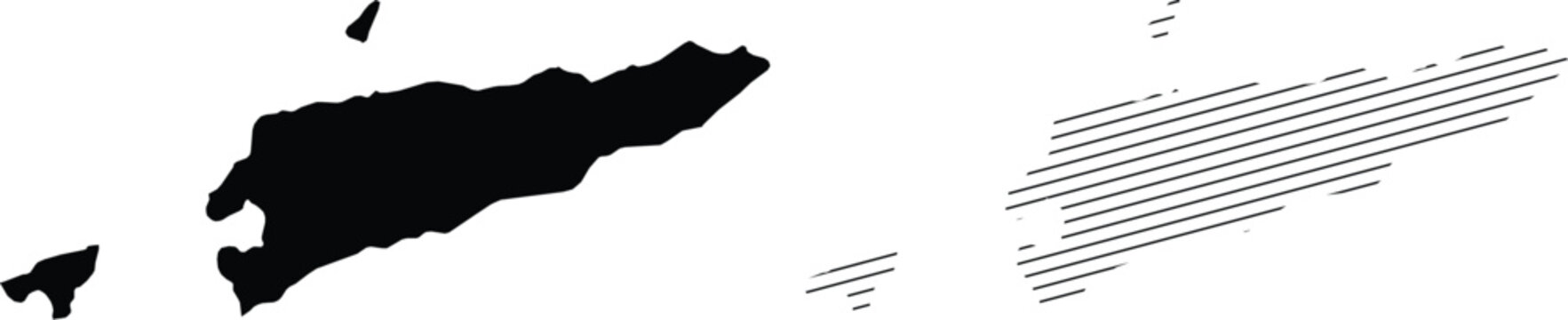 Timor-Leste map silhouette and line art design isolated on white background