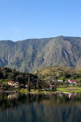Obraz premium Landscape View of Samosir Island at Lake Toba in North Sumatra Indonesia
