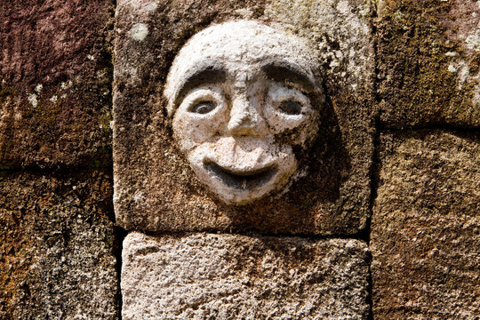 Carved Face in the Batak Stone Chair in Lake Toba, Indonesia