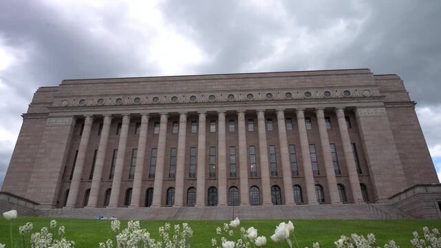 Timelapse over beautiful buildings in Helsinki.