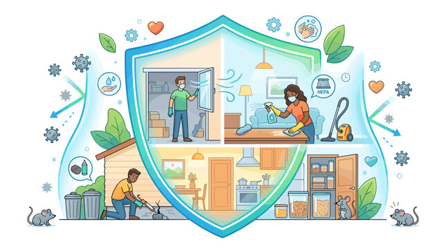 Hantavirus prevention through home cleaning and hygiene measures to protect against rodents hantavirus