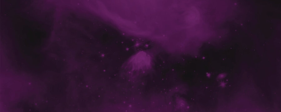 Abstract deep space cosmic nebula background texture featuring glowing distant stars, vibrant violet interstellar dust clouds, and magical galaxy universe backdrop for creative sci-fi overlays