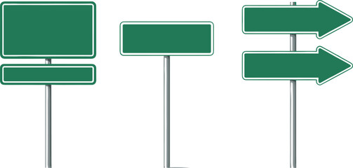 Blank Green Road Signs on Metal Posts signpost traffic sign © Beauti Rani Roy