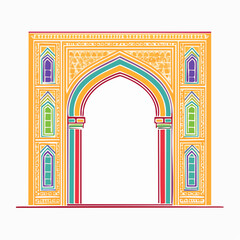 Fototapeta premium Colorful Islamic Archway Illustration