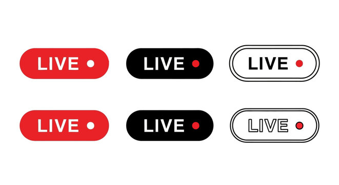 Live stream, live broadcast, streaming, online video, live television, broadcast, vector icons