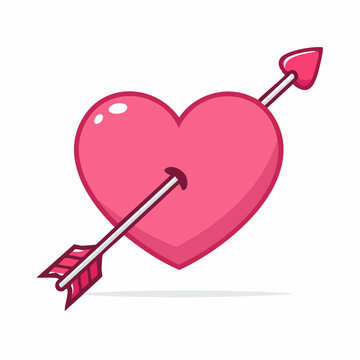 Pink Heart Pierced by Cupid's Arrow