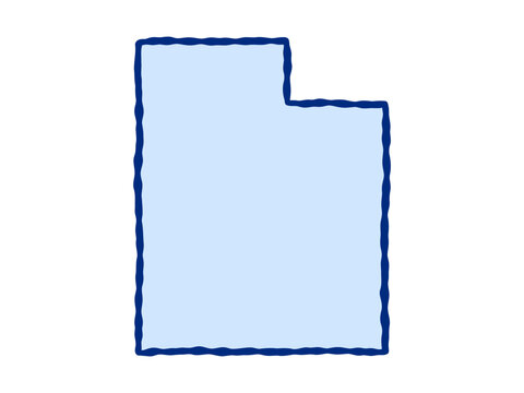 Doodle-style illustration of the Utah state map, featuring the recognizable shape of Utah in a simple, hand-drawn design.