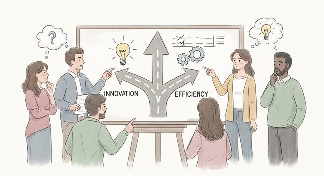 Diverse group of employees engages in a brainstorming session centered on a tree-shaped idea board with lightbulb symbols.