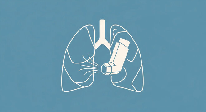 Illustrated human lungs with highlighted bronchial pathways set against a gradient blue background for medical or educational purposes.