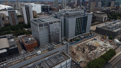 Fototapeta premium London Data Center Campus With Urban Construction Alongside River Thames