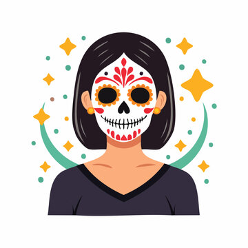 Woman with Sugar Skull Face Paint
