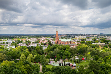 Dąbrowa Górnicza - Panorama Miasta - Ujęcie lotnicze - ciekawy krajobraz śląskiego miasta w zieleni © BlackMediaHouse