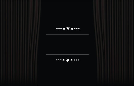 Luxurious black theater curtains with rich velvet texture framing a dramatic stage background