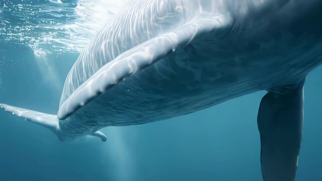 Peaceful Abstract Beluga Whale Composed of Flowing Ice Blue Milk Glass Liquid