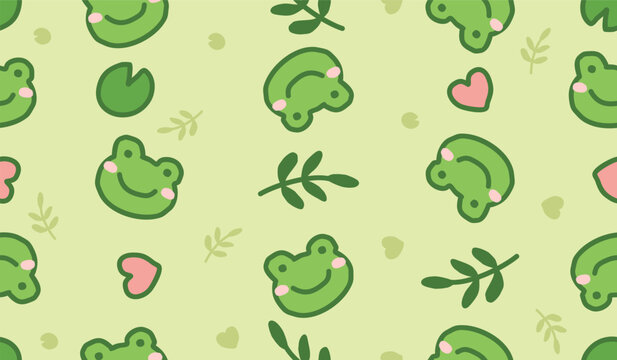 Cute frog pattern background vector design