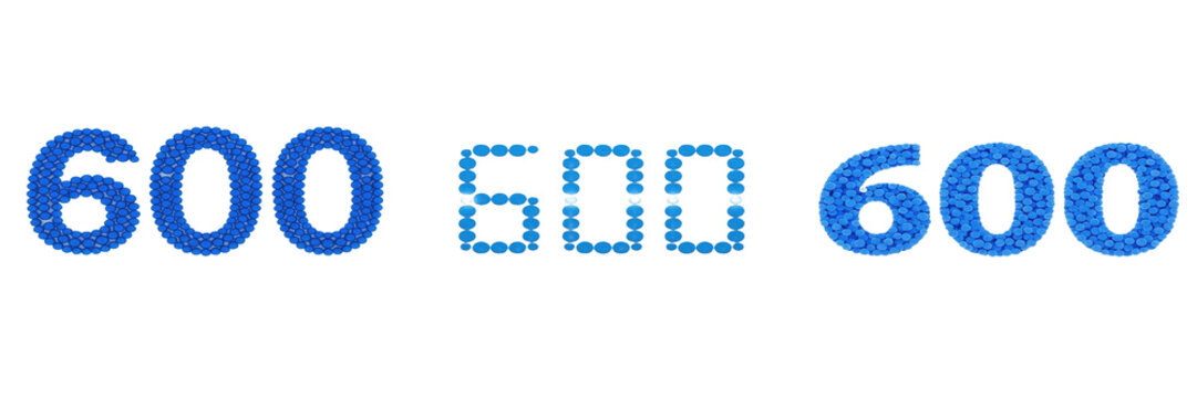 Set of a digital "600" counter display, perfect for progress tracking, timer countdowns, and web interface statistics design