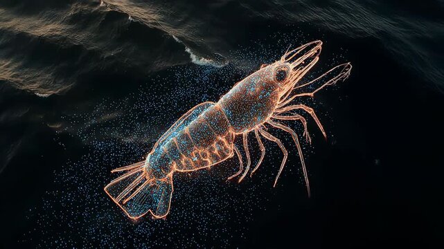 Bioluminescent Fiber Optic Fluid Shrimp Glowing