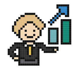 Fototapeta premium Man with suit in business planning analysis with pixel style.