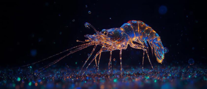 Bioluminescent Fiber Optic Fluid Shrimp Glowing