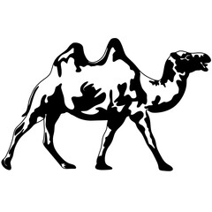 Camel animal design with bold body patterns and desert style appearance, perfect for travel themes, Arabian culture projects, safari graphics, wildlife concepts, and nature branding. © Dimas Andi Juliawan