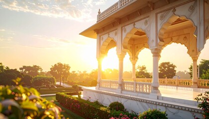Fototapeta premium Grand Awadh Nawabi Baradari Pavilion at Golden Hour