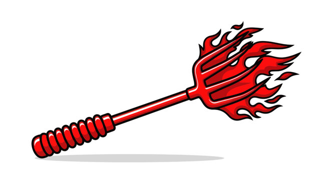 Fiery Devil's Pitchfork with Flames, Hell Symbol