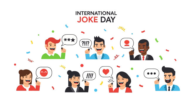 International Joke Day Celebration with Diverse People Sharing Laughter