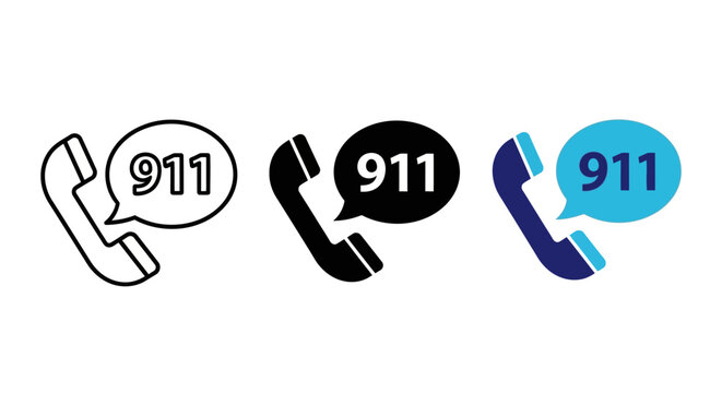 Emergency call service icons representing urgent assistance and immediate help for critical situations, essential for public safety and rapid response communication