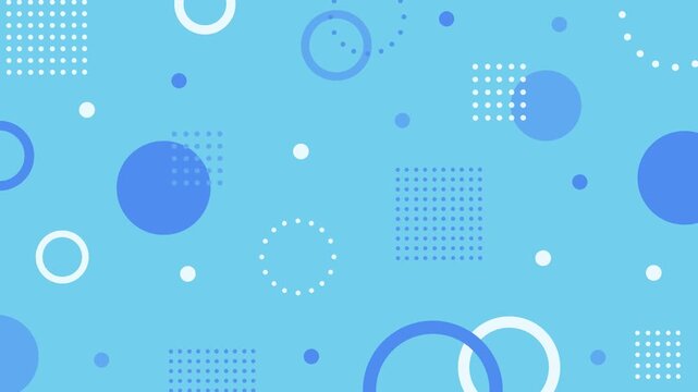 Cute and simple background pattern with pastel-colored Memphis geometric shapes.