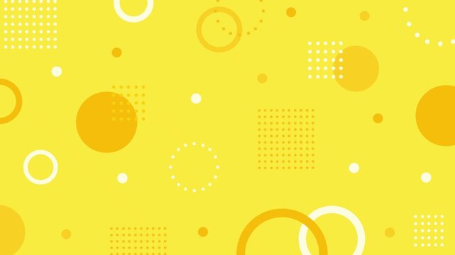 Cute and simple background pattern with pastel-colored Memphis geometric shapes.