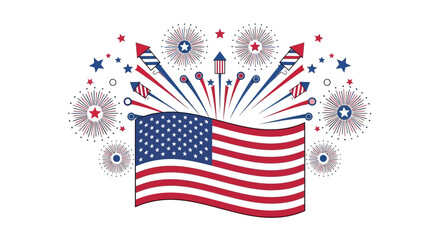 Fototapeta premium American Flag with Fireworks Celebration Graphic