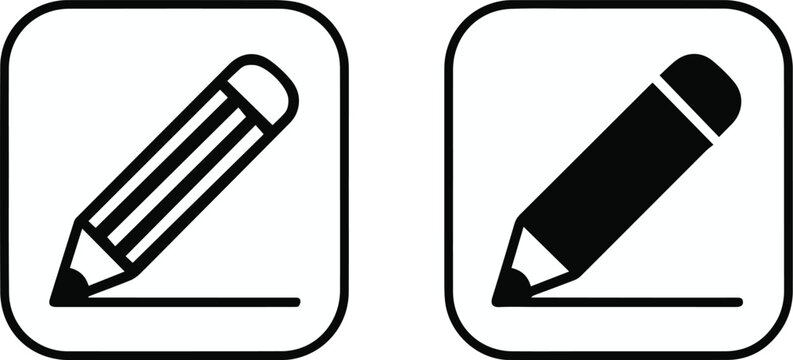 Edit pencil outline icon set for user interface