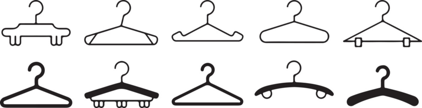 Laundry hanger icons with clip and drying options