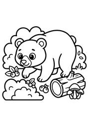 Fototapeta premium Cute Cartoon Bear Coloring Page for Kids. EPS Editable. Vector Illustrations.