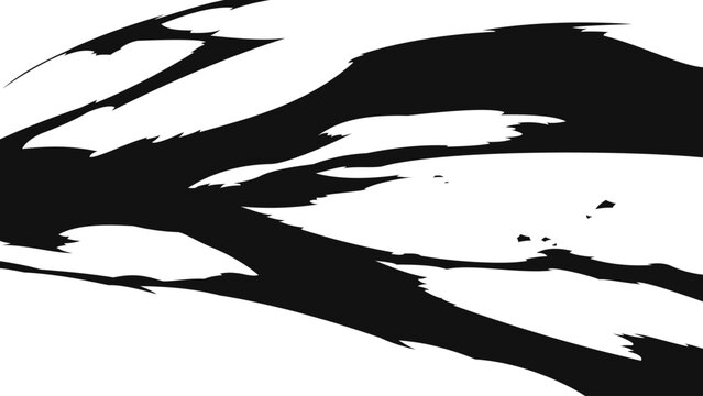Abstract black speed streak isolated on transparent background. Dynamic anime style motion effect with rough brush shapes, flowing impact trails, and aggressive energy movement.