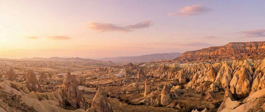 Volcanic Rock Formations Goreme Valley Cappadocia Turkey Cultural Tourism Site