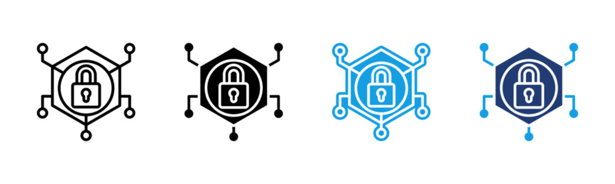 Cryptography icon multiple style collection