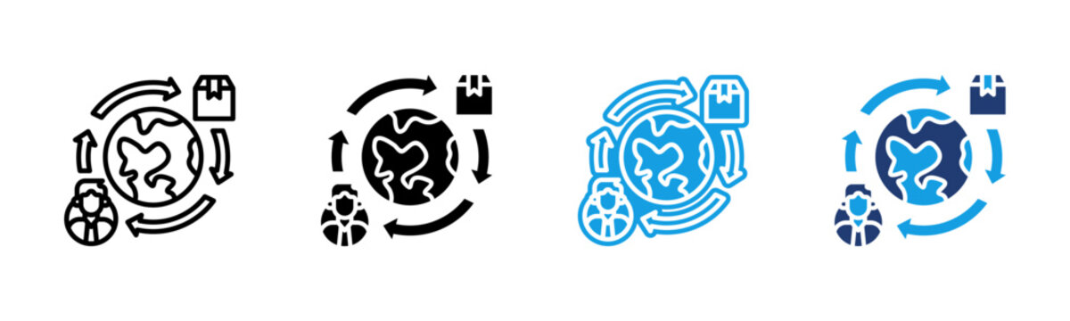 International Trade icon multiple style collection