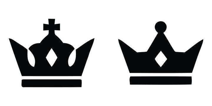 two crown silhouettes on white background silhouette black symbol kingdom royalty authority power monarchy regal ornament design icon graphic