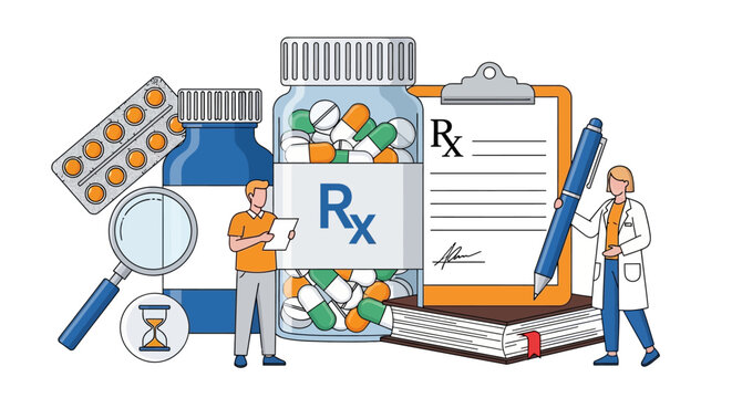 Pharmacist consulting on medication, healthcare and pharmacy concept, medical background