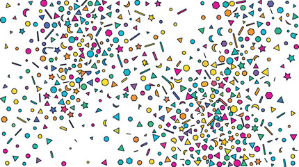 Fototapeta premium Colorful Confetti Burst - Geometric Shapes and Stars on White Background