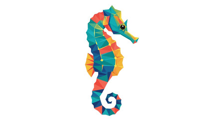 Colorful geometric seahorse illustration, low poly design © A.CHOMSIN