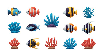 Colorful Tropical Fish and Coral Reef Elements Collection © A.CHOMSIN