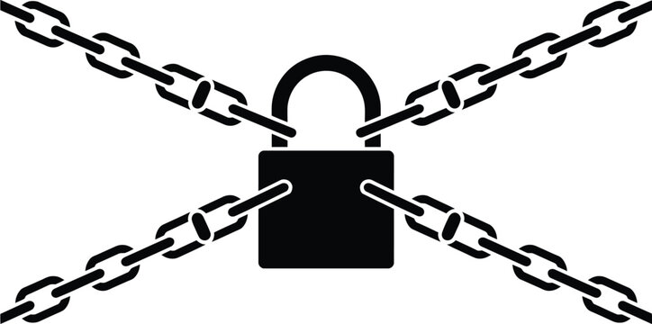 padlock crossed chains security icon vector