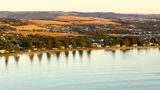 Sunrise light over beautiful Encounter Bay on the Fleurieu Peninsula in South Australia