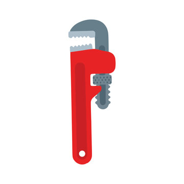 Heavy duty red pipe wrench flat vector illustration. Plumber hand tool isolated on white background for plumbing repair