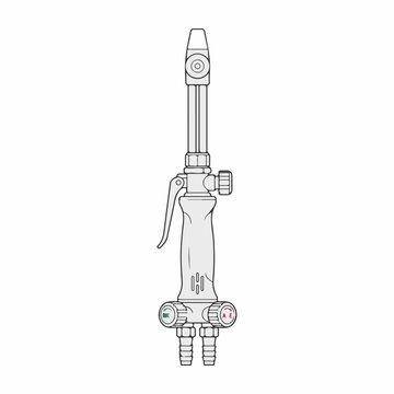 Oxy-acetylene welding torch line art illustration